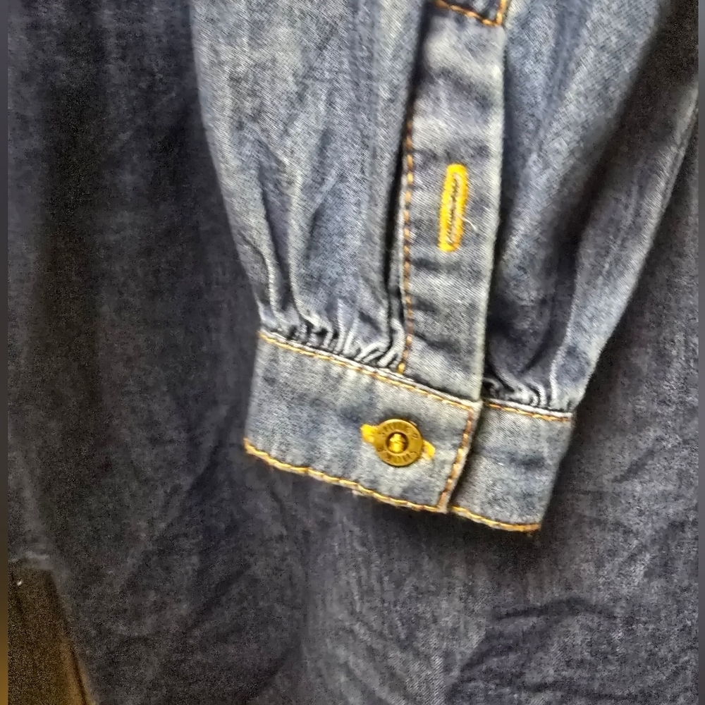 SHUKR 100% Cotton Denim Dress/Shirt Long Sleeve Sz. XL - Picture 6 of 8